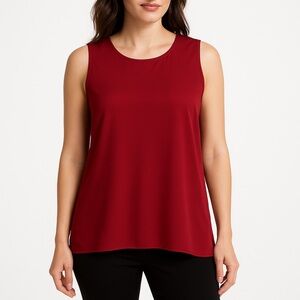 LOFT Red Sleeveless Blouse M | High Low Textured Back Work Top